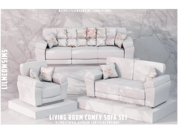 Mix Comfy Living Room Set by lilmeowsims - The Sims 4 Custom Content