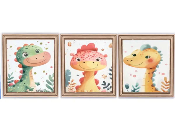 Mix Neutral Dino Nursery Prints by Pixie Bluntz - The Sims 4 Custom Content