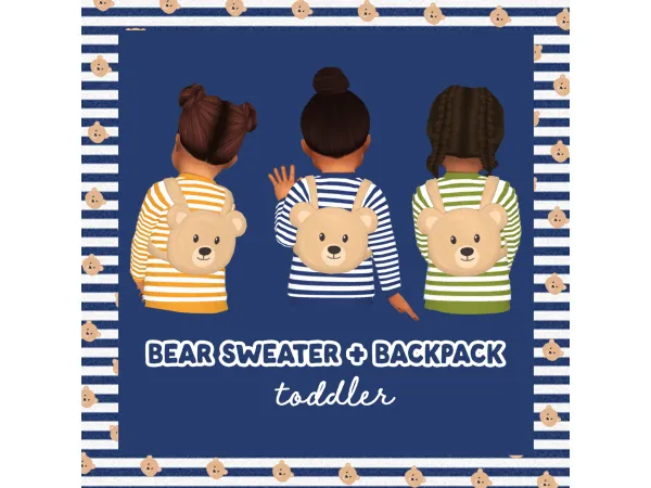 Maxis Match Bear Sweater and BackPack Toddler by acsimscc - The Sims 4 Custom Content