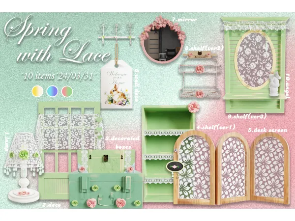 Mix Spring with Lace Set by lalaLANA - The Sims 4 Custom Content