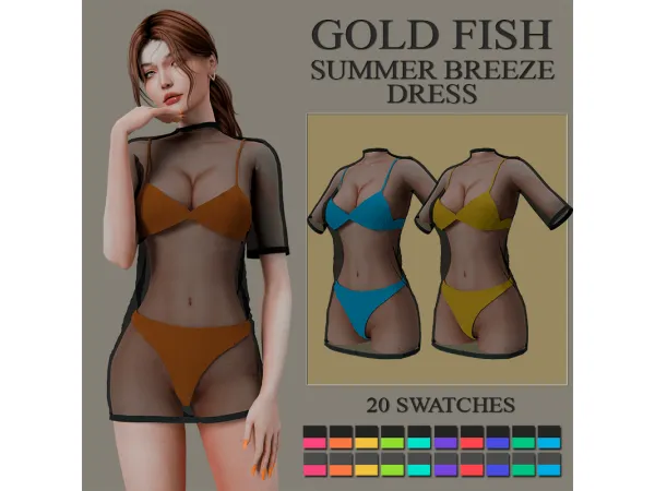 Mix GoldFish Summer Breeze dress by GoldFishSims - The Sims 4 Custom Content