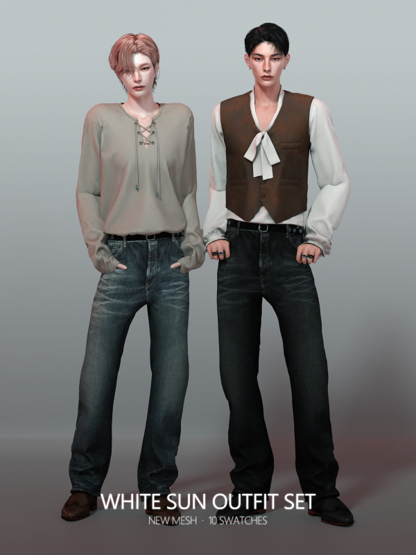Alpha [RONA] White Sun Outfit Set by simsfinds - The Sims 4 Custom Content