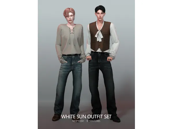 Alpha [RONA] White Sun Outfit Set - The Sims 4 Custom Content