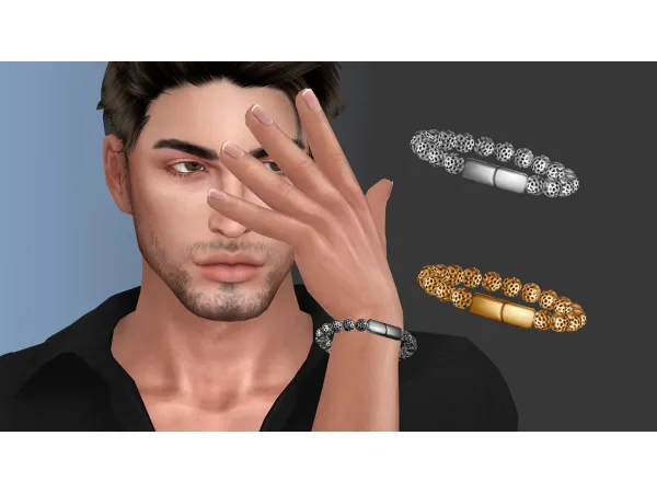 Mix Metal Bead Bracelet by NataliS - The Sims 4 Custom Content