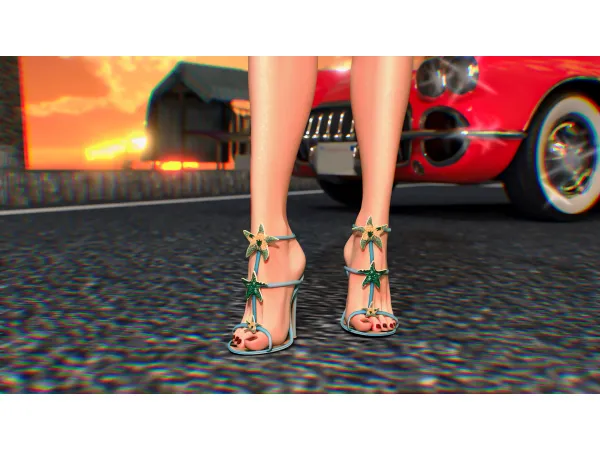 Alpha Rhinestone Starfish Heels by Mermalade - The Sims 4 Custom Content