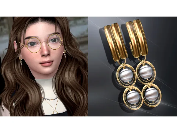 Alpha Milena Gold Earrings (Child) by Mydarling20 - The Sims 4 Custom Content