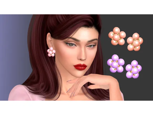 Alpha Flower Clip on Earrings by NataliS - The Sims 4 Custom Content