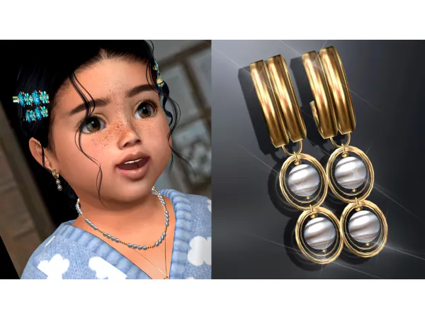 Alpha Milena Gold Earrings (Toddler) by Mydarling20 - The Sims 4 Custom Content