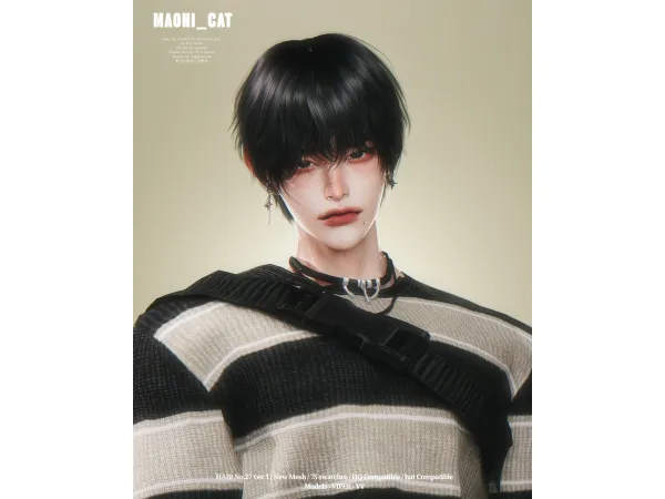 Alpha [Maoni_cat] HAIR No27 ver1 - The Sims 4 Custom Content
