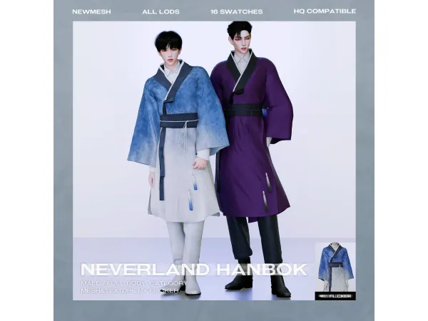 Alpha NEVERLAND HANBOK by FLICKER - The Sims 4 Custom Content