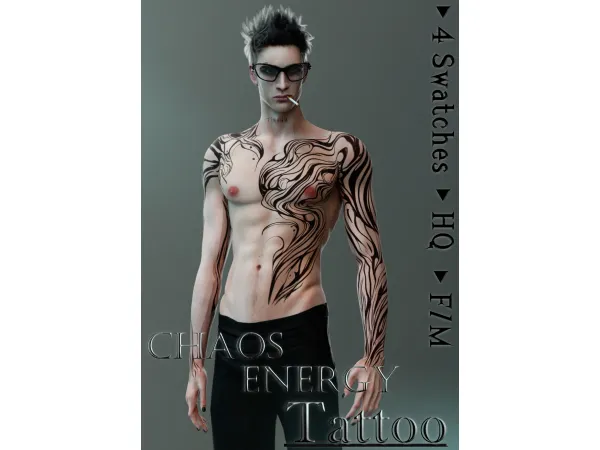 Mix Chaos Energy Tattoo by alisasour - The Sims 4 Custom Content