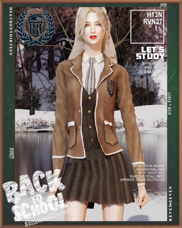Alpha Womens Contrast Trim Solid Blazer Jacket Winter School Uniform by simsfinds - The Sims 4 Custom Content