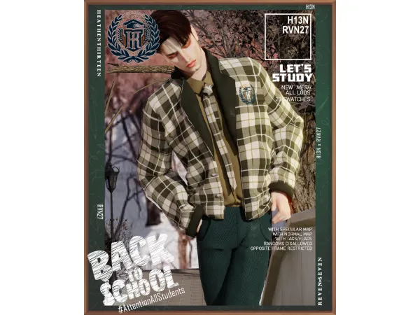 Alpha Men's Luxurious Long sleeve Blazer Shirt with Necktie Winter School Uniform by rvn2seve - The Sims 4 Custom Content