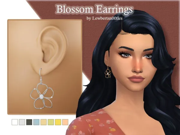 Mix logo Blossom Earrings [Child Teen Elder] by Lewbertsn00tles - The Sims 4 Custom Content