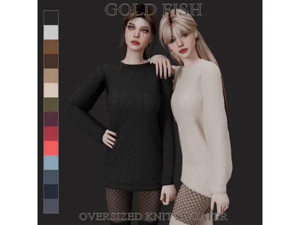 Alpha GoldFish Oversized Knit Sweater - The Sims 4 Custom Content