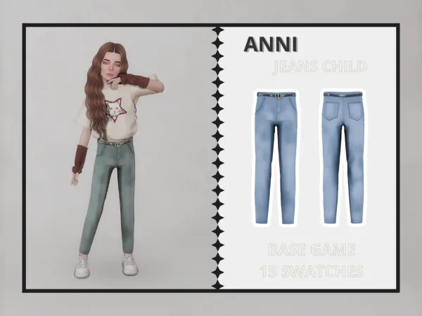 Alpha Anni Jeans Child - The Sims 4 Custom Content