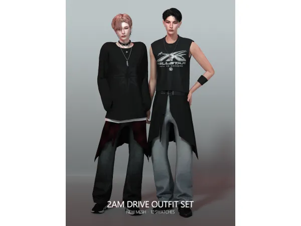 Alpha 2AM Drive Outfit Set by RONA_SIMS - The Sims 4 Custom Content