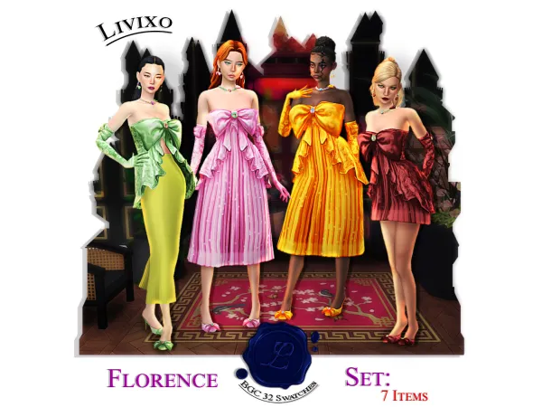 Maxis Match FLORENCE SET by Livixo - The Sims 4 Custom Content