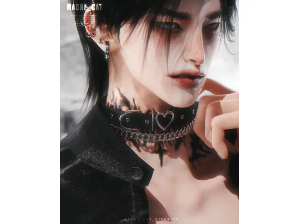 Alpha [Maoni_cat]Necklace No9 heart shaped Collar - The Sims 4 Custom Content