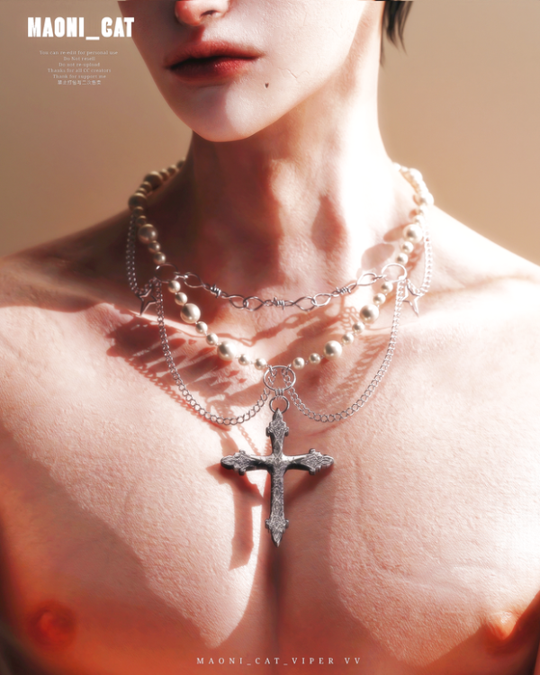 Alpha [Maoni_cat]Necklace No10 crucifix by simsfinds - The Sims 4 Custom Content