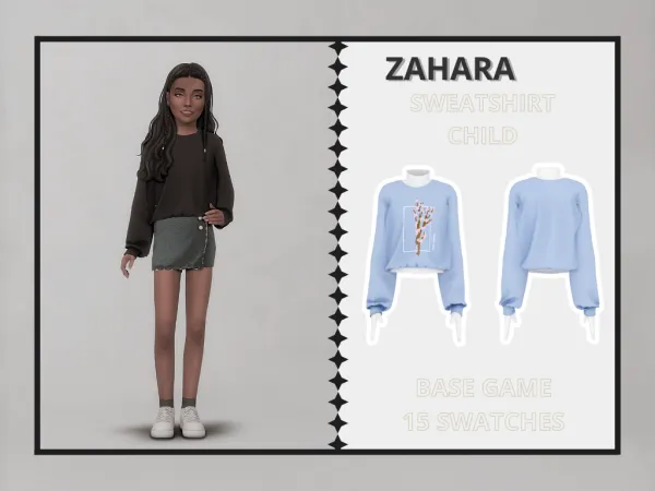 Alpha Zahara Sweatshirt Child - The Sims 4 Custom Content