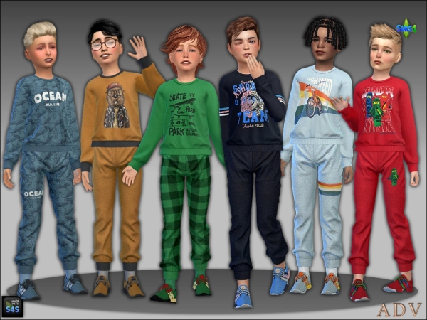 Mix jogging suits and shoes for boys by artedellavita_mabra - The Sims 4 Custom Content