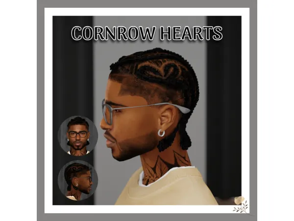 Alpha CORNROW HEARTS by khadijah551 - The Sims 4 Custom Content
