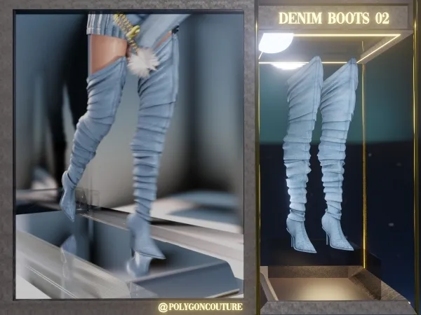 Alpha Denim Boots 02 - The Sims 4 Custom Content