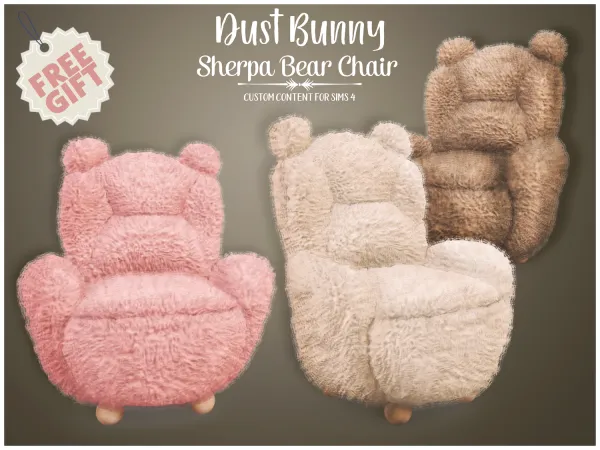 Alpha dust bunny sherpa bear chair (gift) - The Sims 4 Custom Content