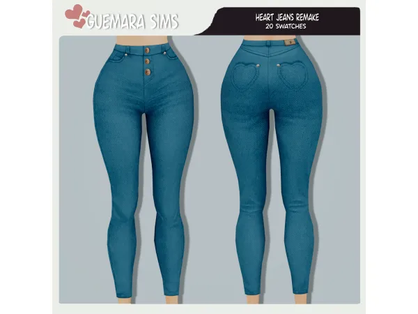 Mix Heart Skinny Jeans Remake by Guemara - The Sims 4 Custom Content
