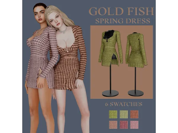 Alpha GoldFish Short spring dress with sleeve - The Sims 4 Custom Content