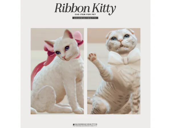 Maxis Match RIBBON KITTY by aggressivekitty - The Sims 4 Custom Content