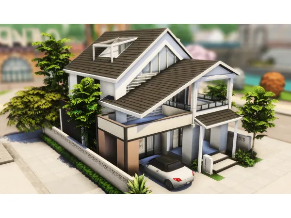 Maxis Match Small Modern House by PlumbobKingdom - The Sims 4 Custom Content