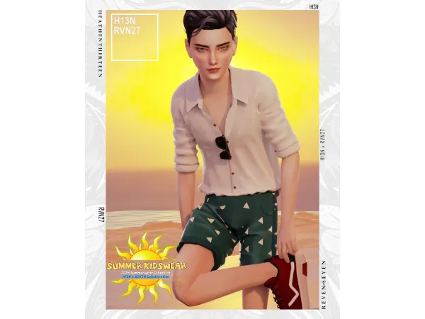 Alpha Child's Summer Casual Chino Shorts by rvn2seven - The Sims 4 Custom Content