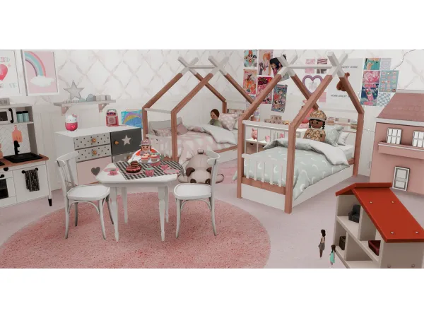 Mix TWIN GIRLS' BEDROOM by Depressed Simmer - The Sims 4 Custom Content