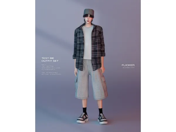 Alpha [ TEST ME PLAID SHIRT ] by FLICKER - The Sims 4 Custom Content