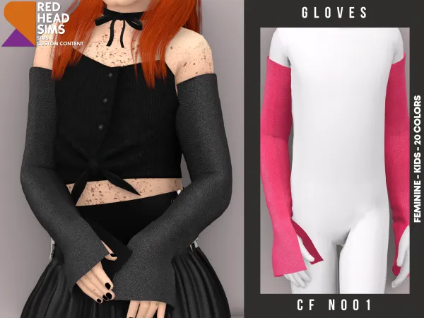 Alpha CF GLOVES N001 by redheadsims - The Sims 4 Custom Content