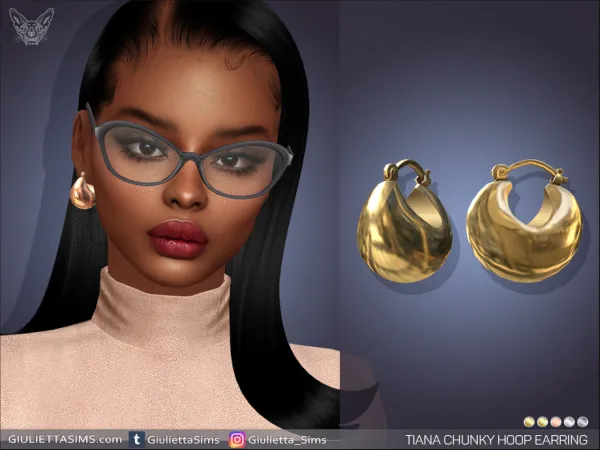Alpha Tiana Chunky Hoop Earrings by giuliettasims - The Sims 4 Custom Content