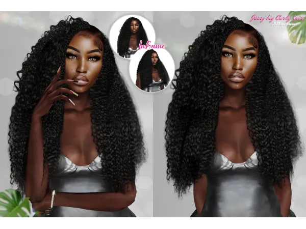 Alpha Jazzy curly hair by XxBlacksims - The Sims 4 Custom Content