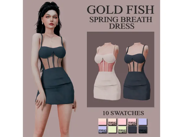 Mix GoldFish Spring Breath dress - The Sims 4 Custom Content
