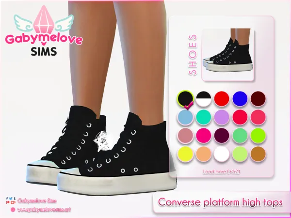 Maxis Match Converse Platform High top sneakers for Women by GabymeloveSims - The Sims 4 Custom Content