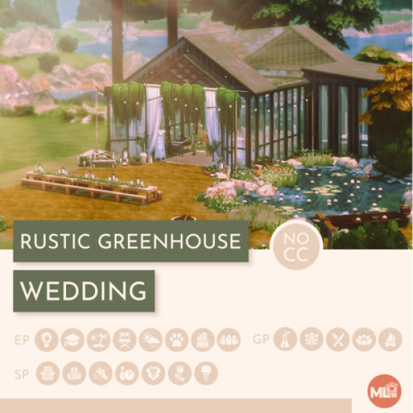 Maxis Match Rustic Greenhouse Wedding Venue (No ) by simsfinds - The Sims 4 Custom Content
