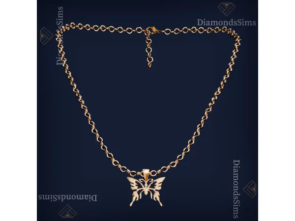 Alpha Butterfly necklace 55 by diamondssims - The Sims 4 Custom Content