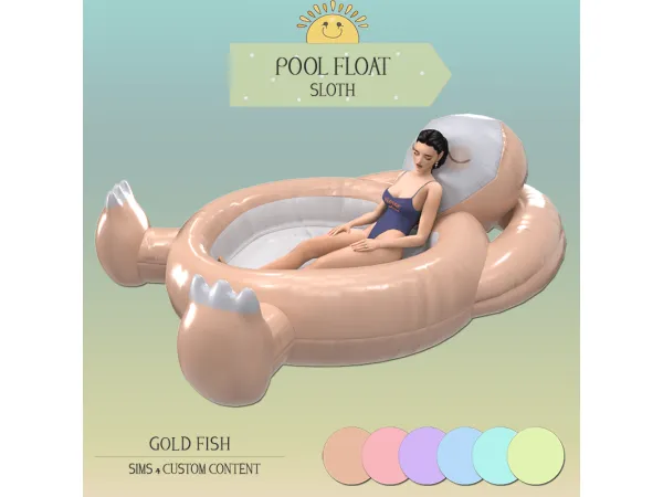 Alpha Gold Fish Sloth Pool Float by GoldFishSims - The Sims 4 Custom Content