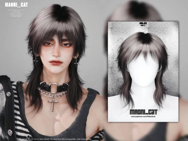 Alpha Maoni_cat_HAIR No21 ver1 - The Sims 4 Custom Content