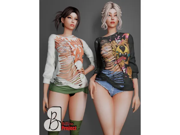 Alpha BillionProject Siria T Shirt - The Sims 4 Custom Content
