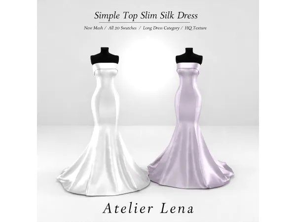 Maxis Match [Atelier Lena] Simple Top Slim Silk Dress - The Sims 4 Custom Content