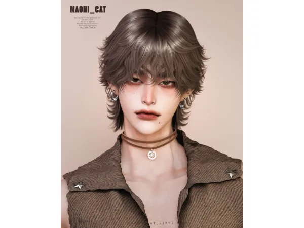 Alpha [Maoni_cat]HAIR No28 ver1 - The Sims 4 Custom Content