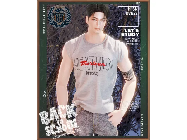 Alpha Shoulder Rolled Up Sleeves Varsity Shirt by heathenthirteen - The Sims 4 Custom Content