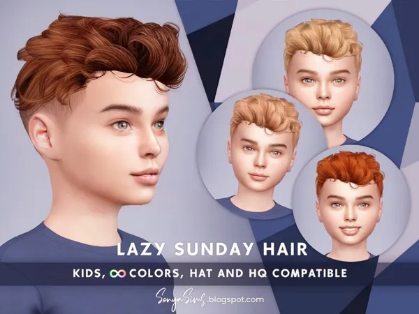Alpha SONYASIMS LAZY SUNDAY HAIR KIDS - The Sims 4 Custom Content